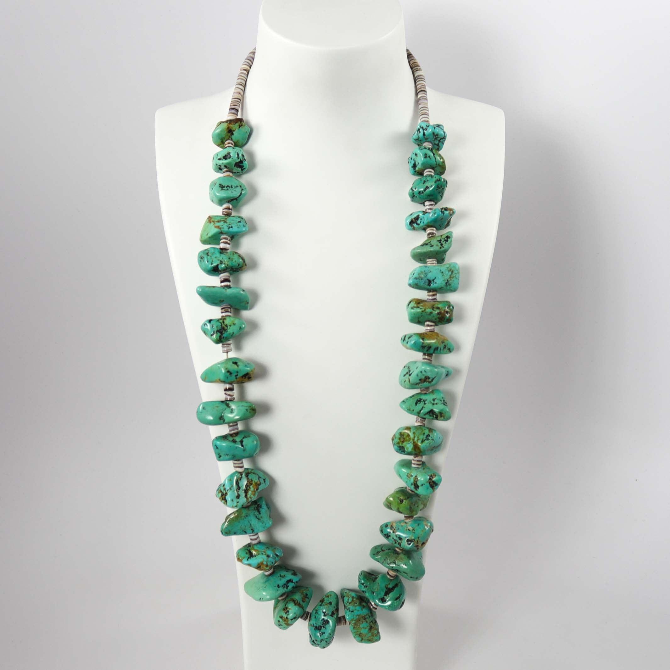 Navajo Tahe グリーンターコイズ 12K GF SV925 1990s Turquoise Necklace – Garland's