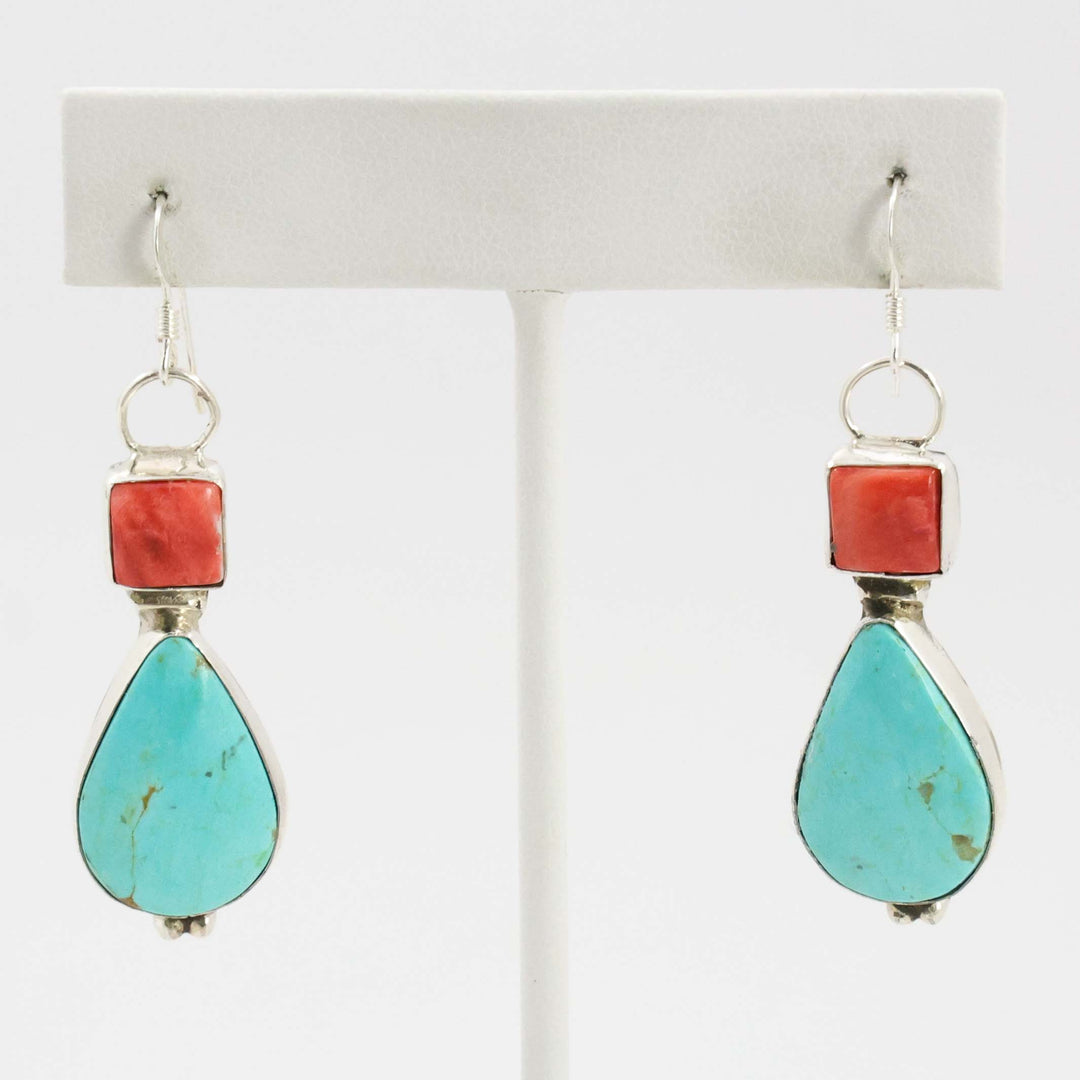 Turquoise and Spiny Oyster Earrings