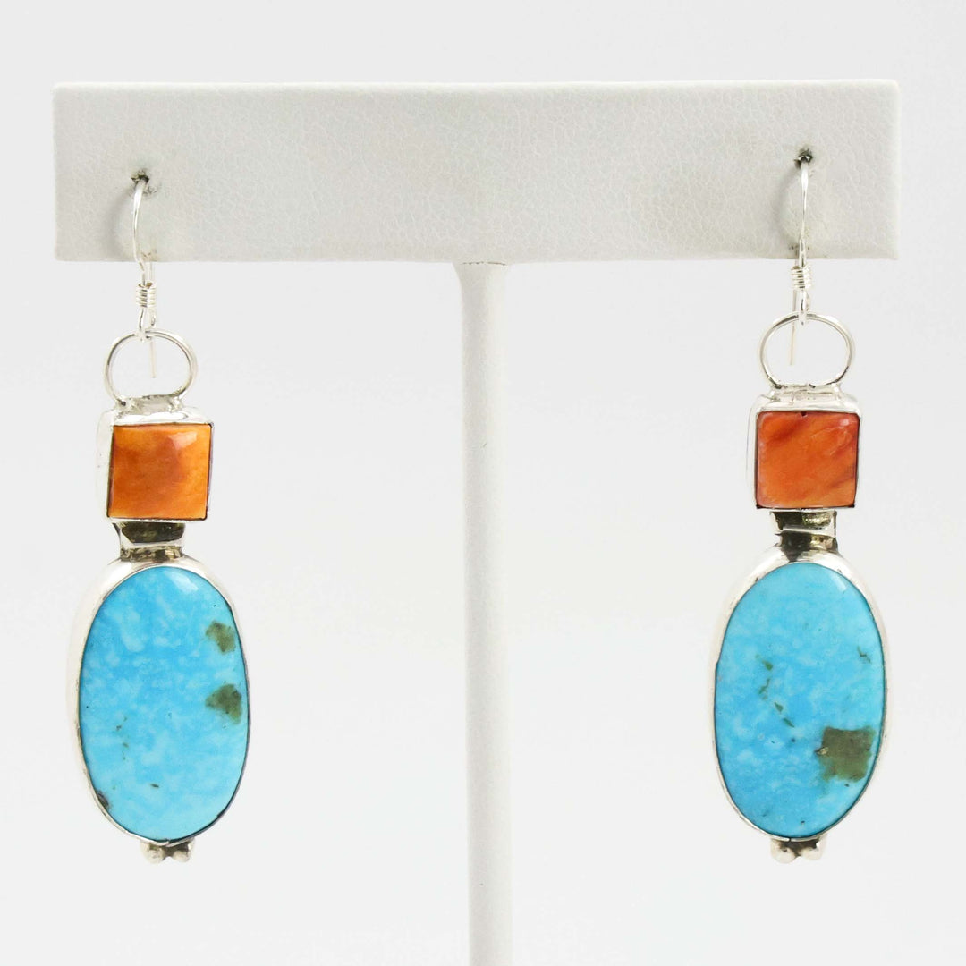 Turquoise and Spiny Oyster Earrings