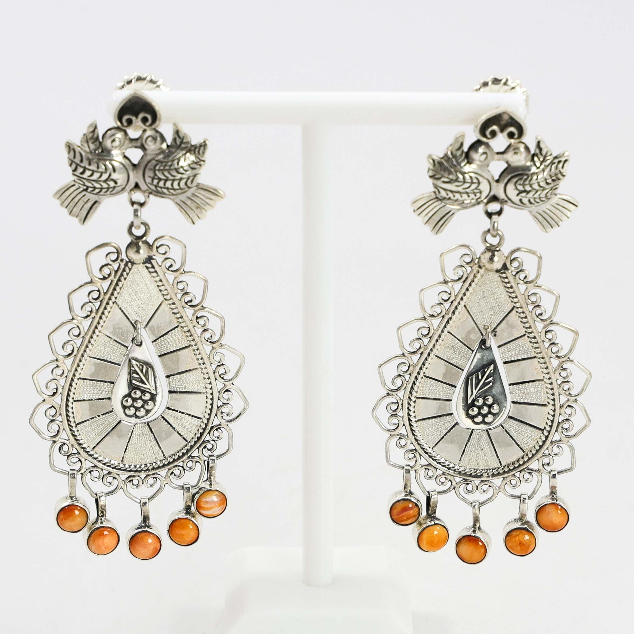 Boucles D'oreilles Pendantes Frida Kahlo - Verre Vert Et Acier Inoxydable, Neuves