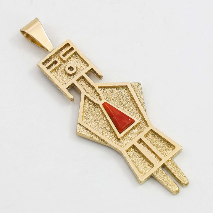 Gold and Coral Yei Pendant