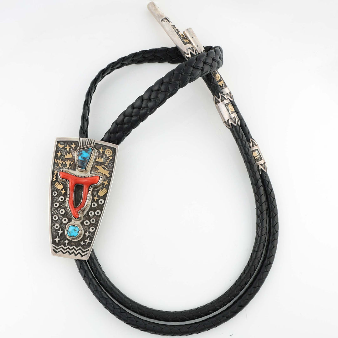 Bisbee Turquoise and Coral Bola Tie