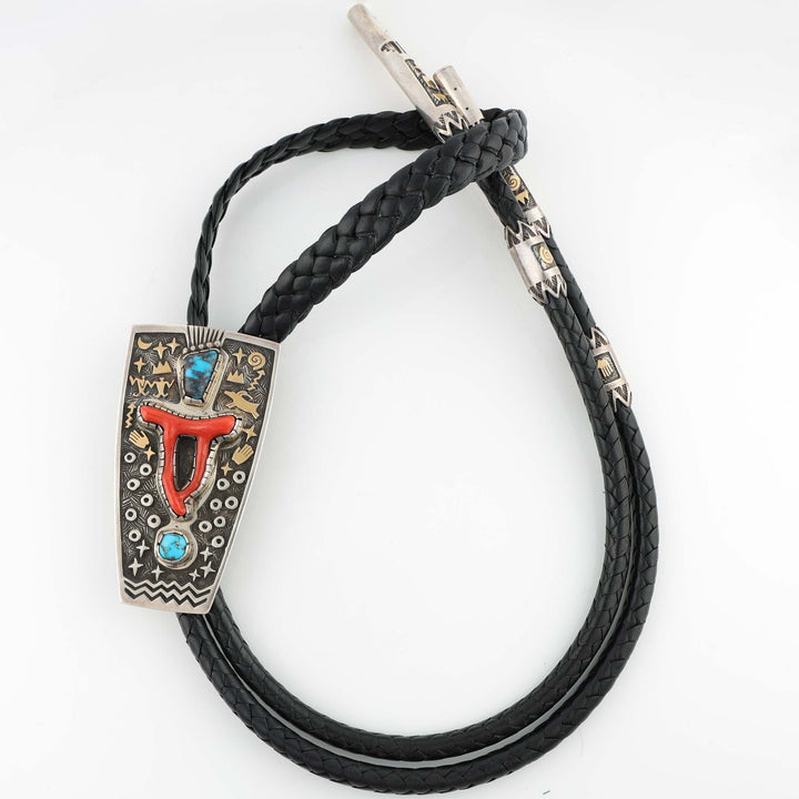 Bisbee Turquoise and Coral Bola Tie