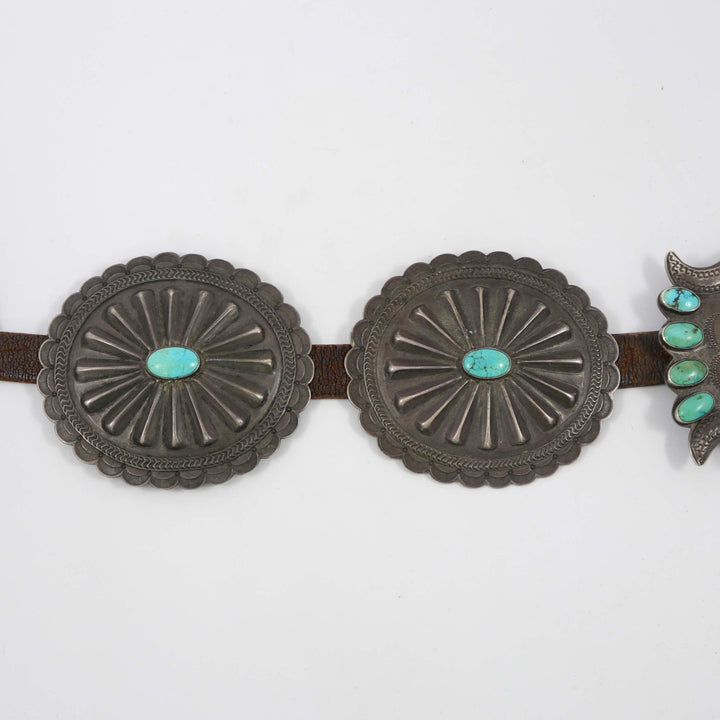1930s Turquoise Concho Belt by Vintage Collection - Garland&