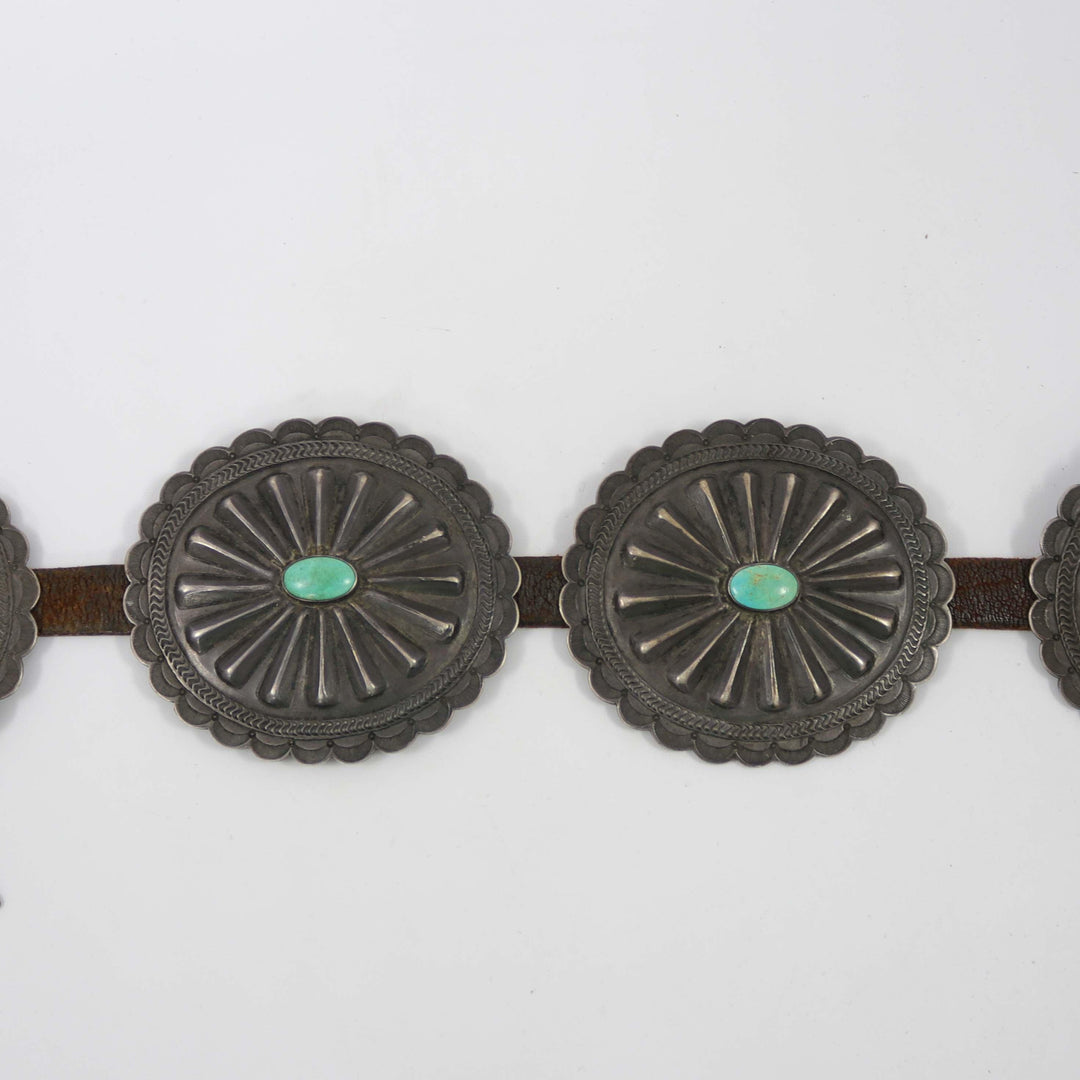 1930s Turquoise Concho Belt by Vintage Collection - Garland&