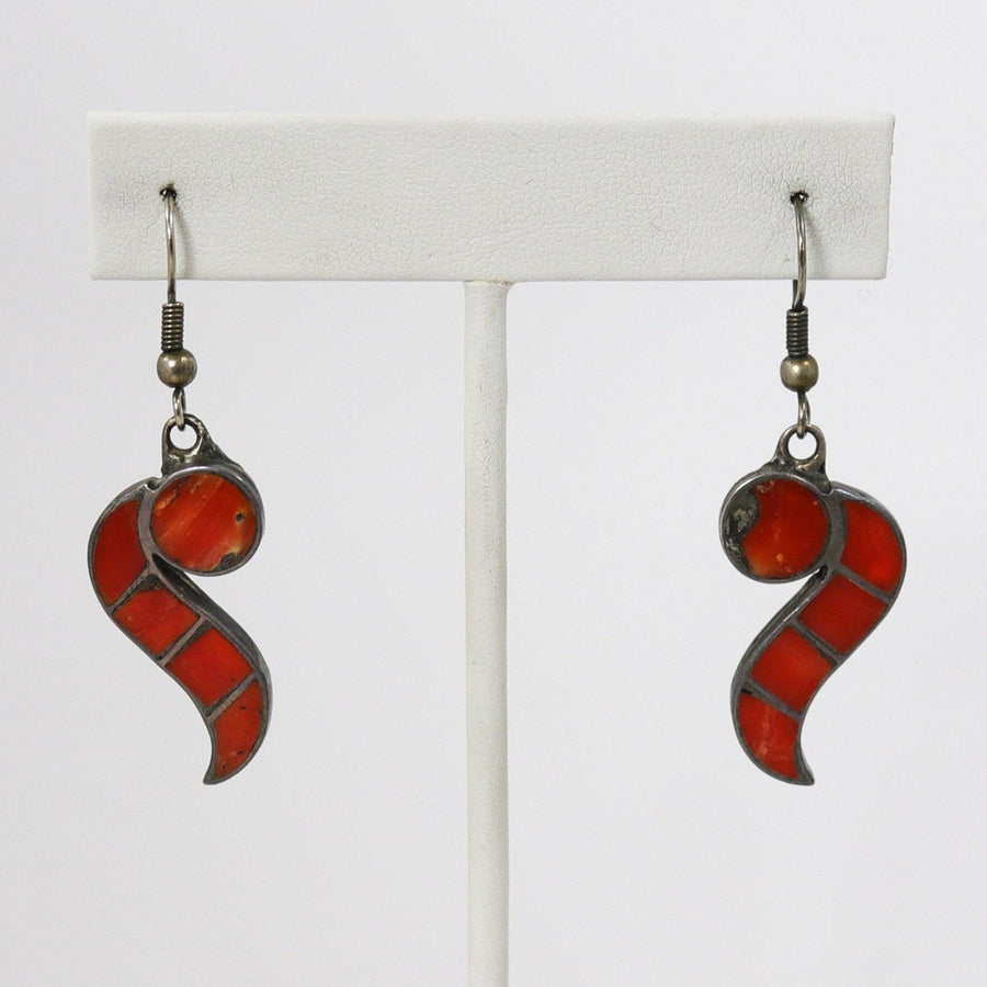 1940s Coral Inlay Earrings by Vintage Collection - Garland's