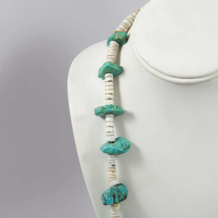 1940s Turquoise and Shell Necklace by Vintage Collection - Garland's