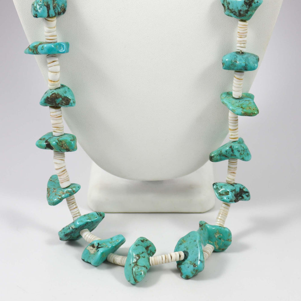 1940s Turquoise and Shell Necklace by Vintage Collection - Garland's