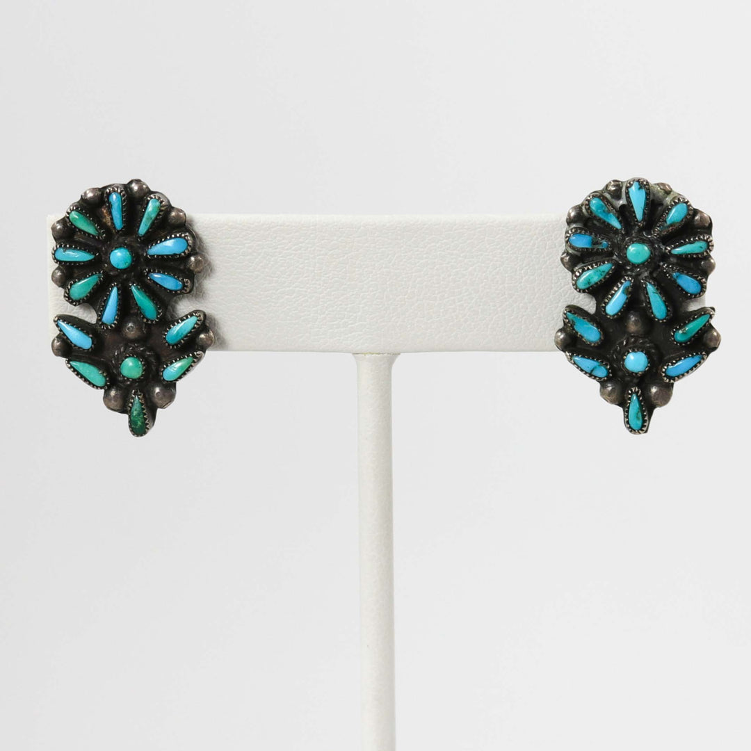 1940s Turquoise Flower Earrings by Vintage Collection - Garland's