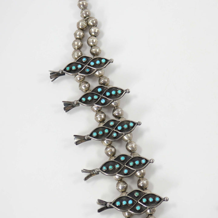 1960s Turquoise Snake Eye Squash Blossom by Vintage Collection - Garland's