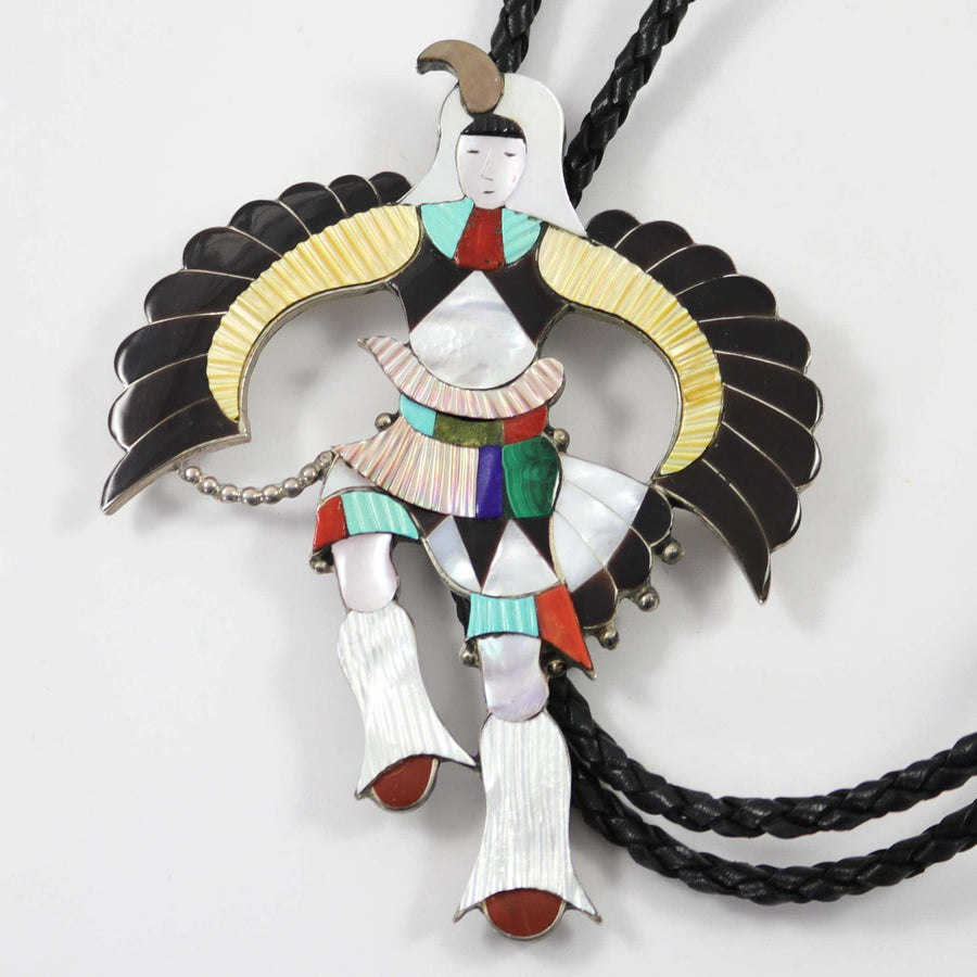 1970s Eagle Dancer Bola Tie by Jonathan Beyuka - Garland's