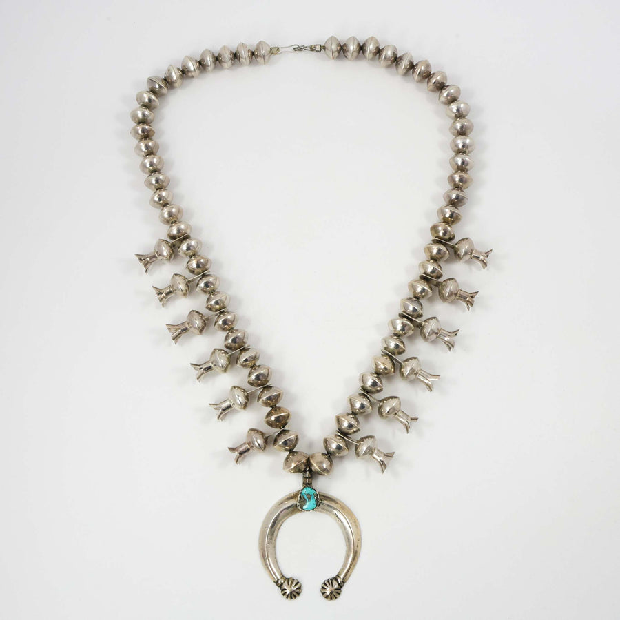 1970s Turquoise Squash Blossom Necklace by Vintage Collection - Garland's