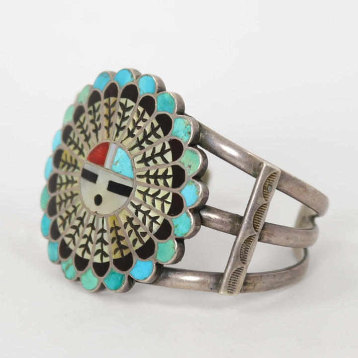 1970s Zuni Sunface Cuff by Edward and Pablita Quam - Garland's