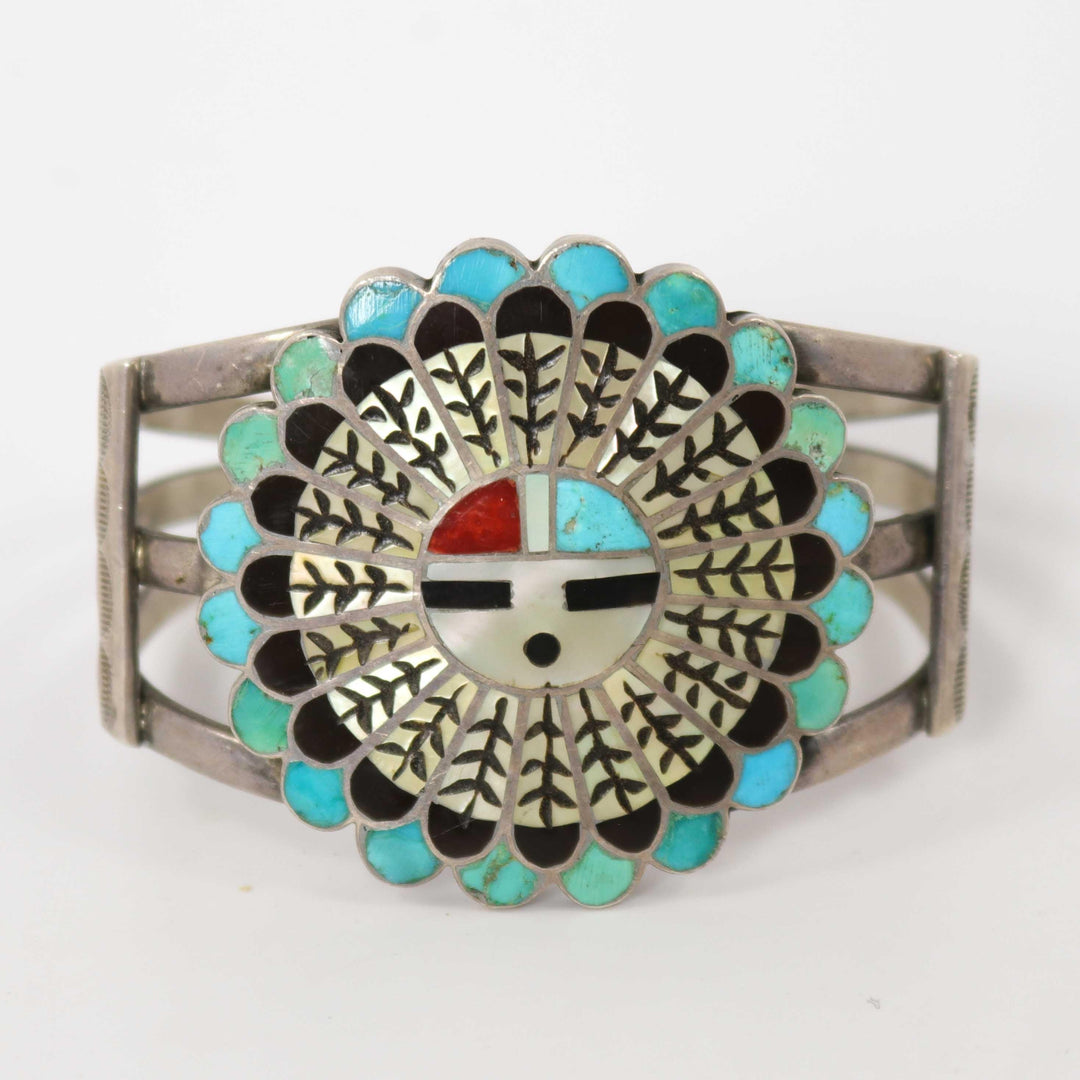 1970s Zuni Sunface Cuff by Edward and Pablita Quam - Garland's