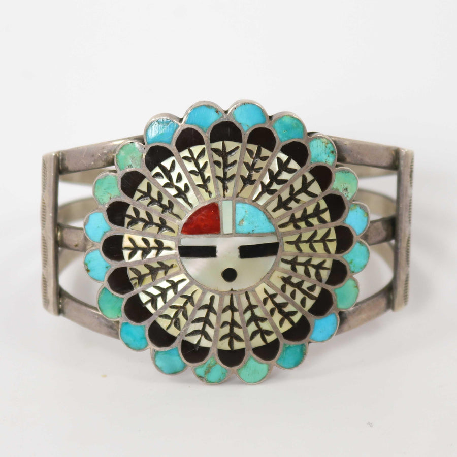 1970s Zuni Sunface Cuff by Edward and Pablita Quam - Garland's
