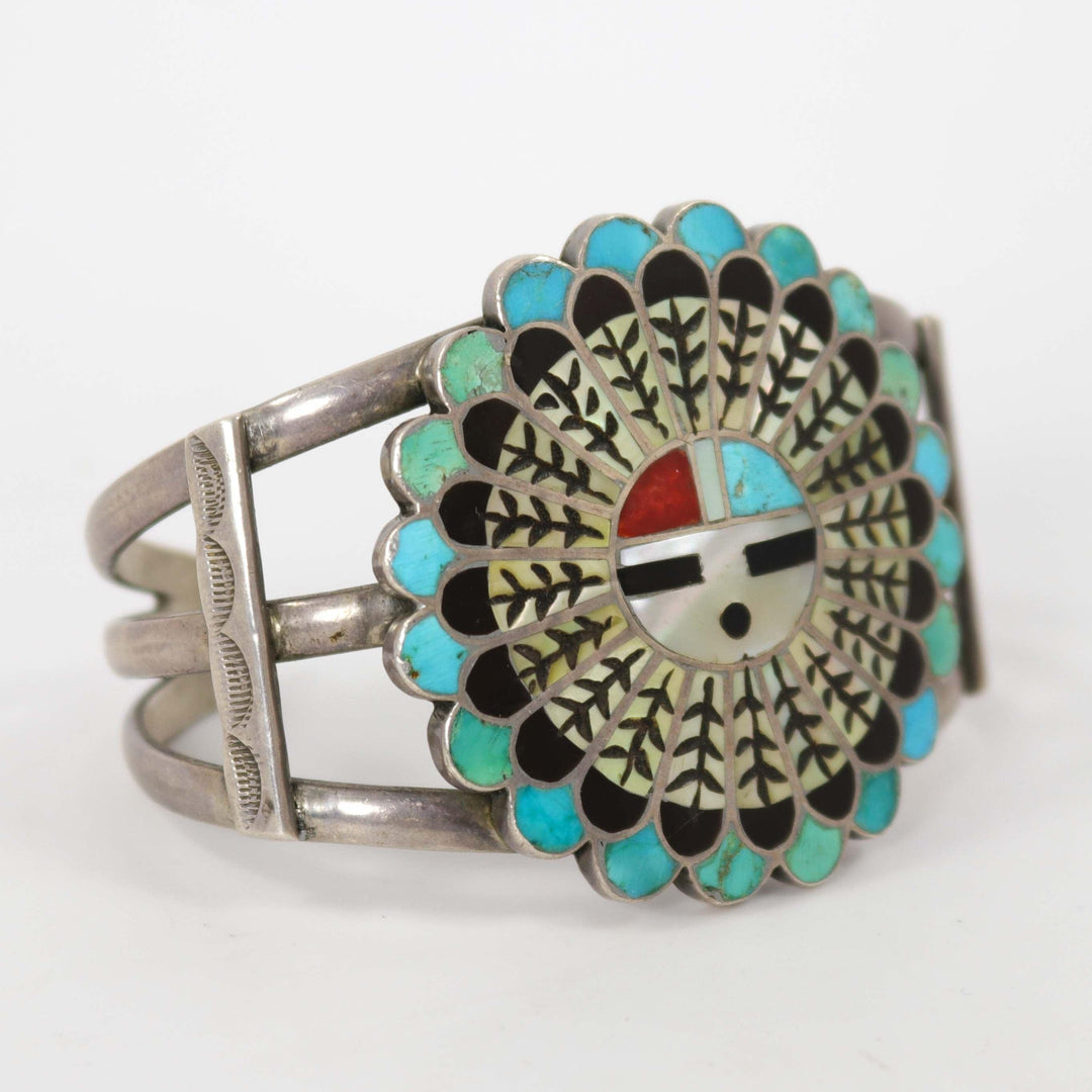 1970s Zuni Sunface Cuff by Edward and Pablita Quam - Garland's