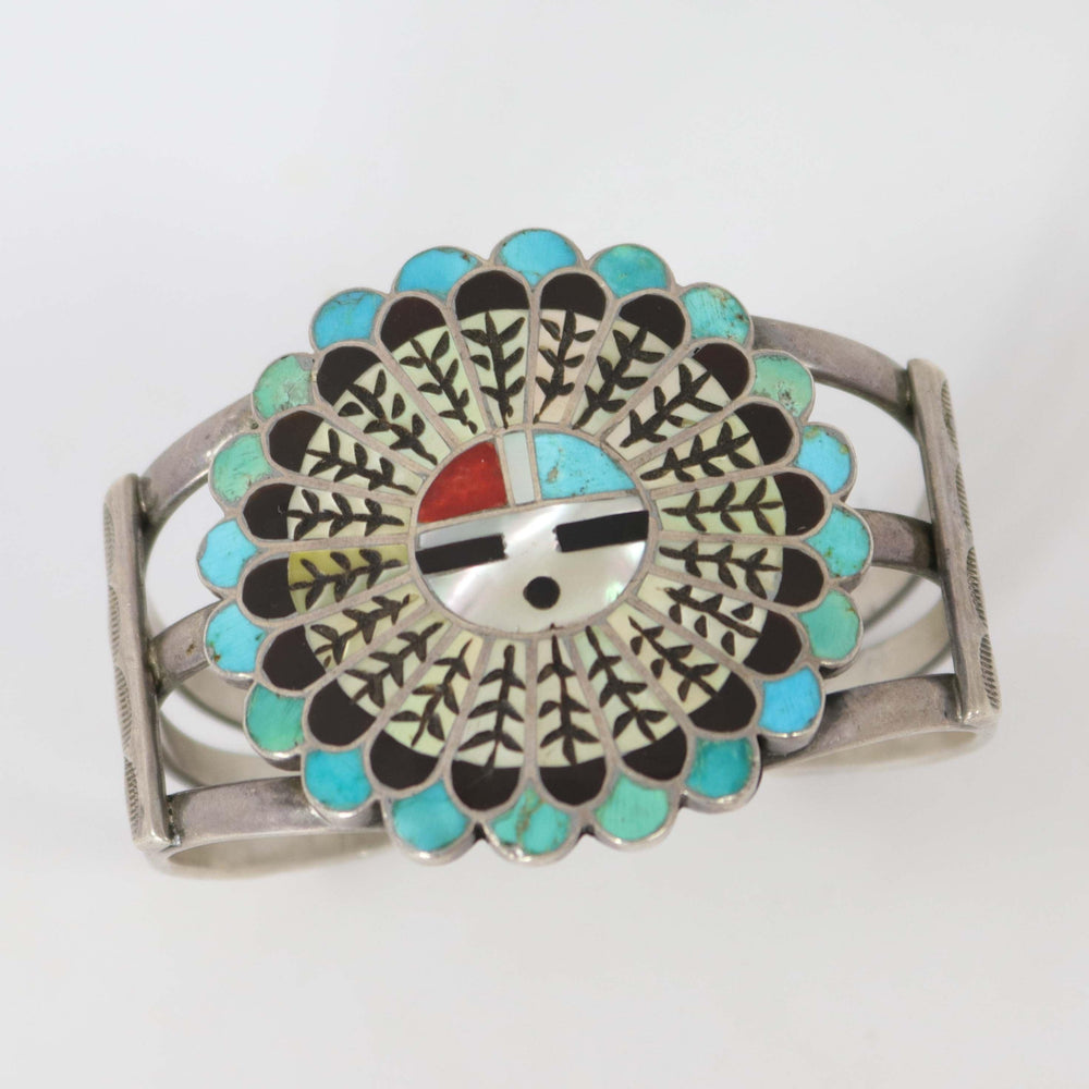 1970s Zuni Sunface Cuff by Edward and Pablita Quam - Garland's