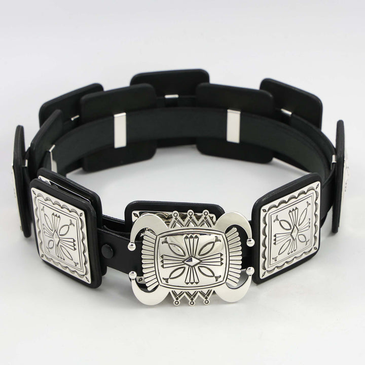 Stamped Silver Concha Belt