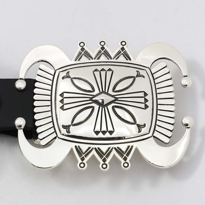 Stamped Silver Concha Belt