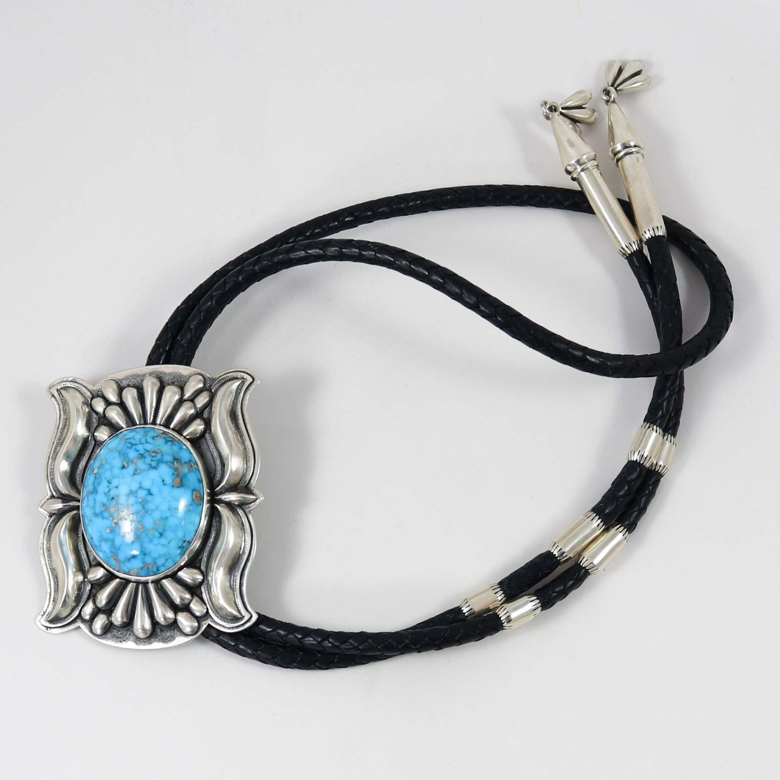 Kingman Turquoise Bola Tie by Bruce Eckhardt and Mona Van Riper - Garland's