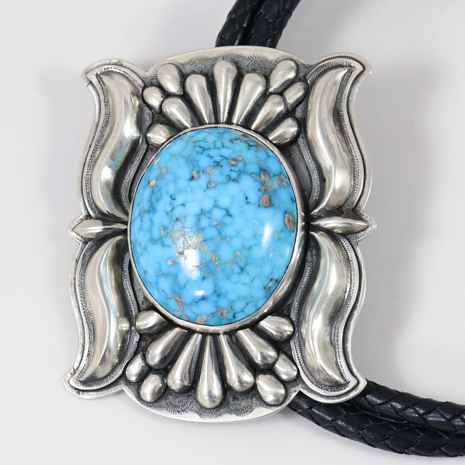 Kingman Turquoise Bola Tie by Bruce Eckhardt and Mona Van Riper - Garland's