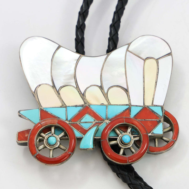 Inlay Wagon Bolo Tie