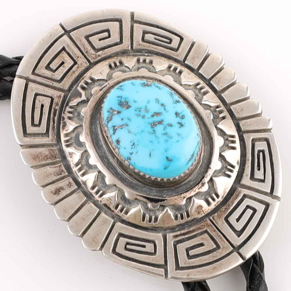 1980s Navajo Turquoise Bolo Tie