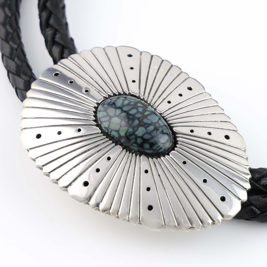 Navajo Spiderweb Turquoise Bolo Tie
