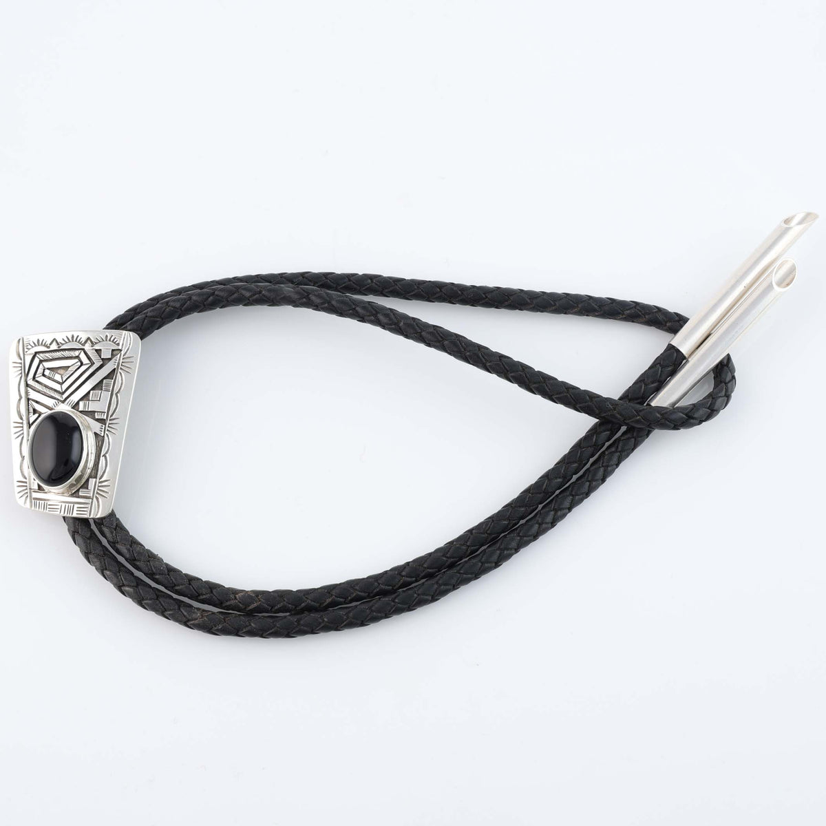 Navajo Onyx Bola Tie by Peter Nelson
