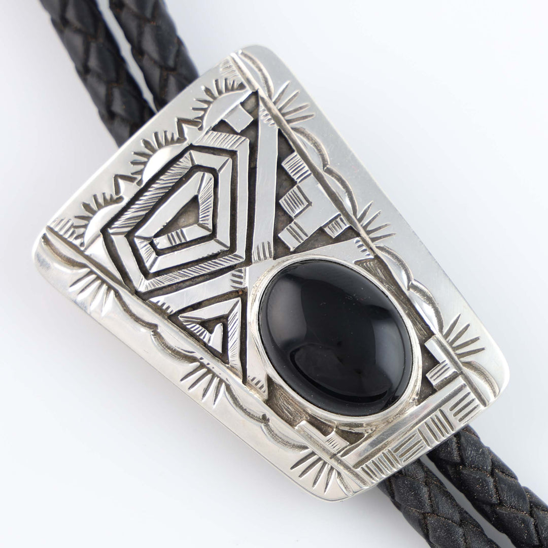 Navajo Onyx Bola Tie