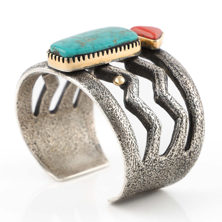 Turquoise and Coral Cuff