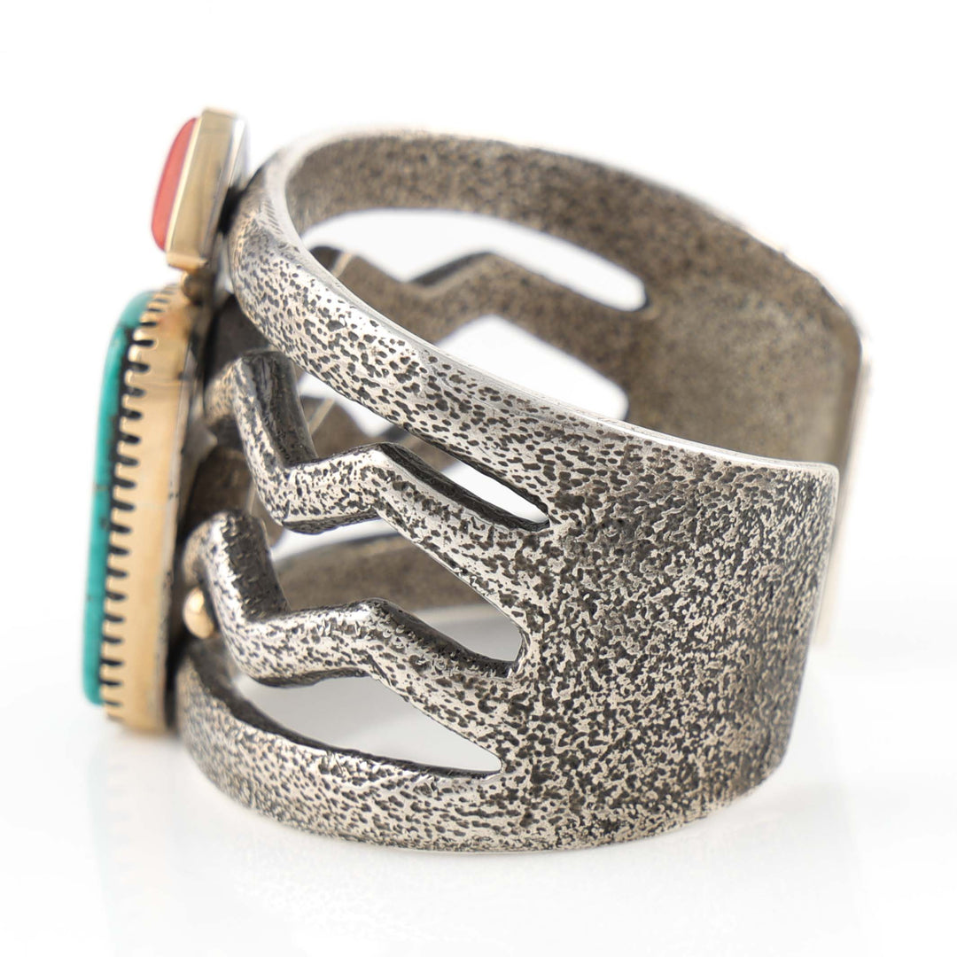 Turquoise and Coral Cuff