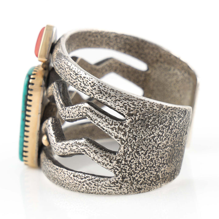 Turquoise and Coral Cuff
