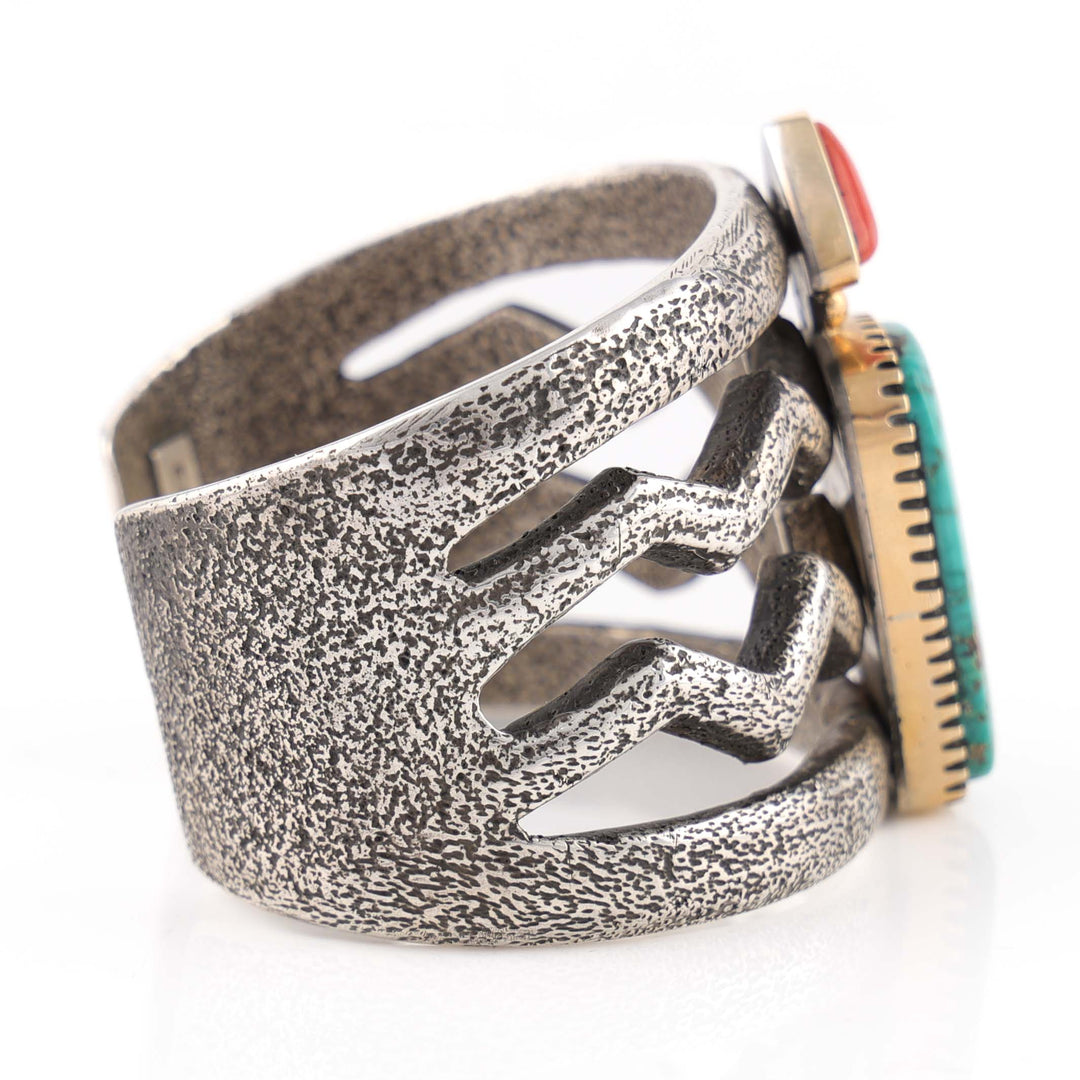 Turquoise and Coral Cuff