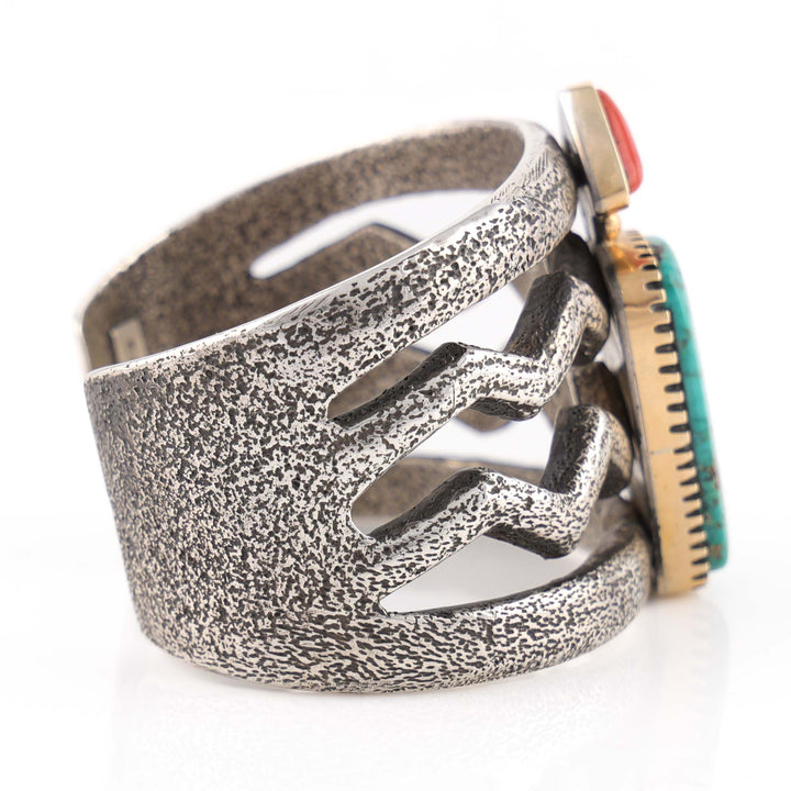 Turquoise and Coral Cuff