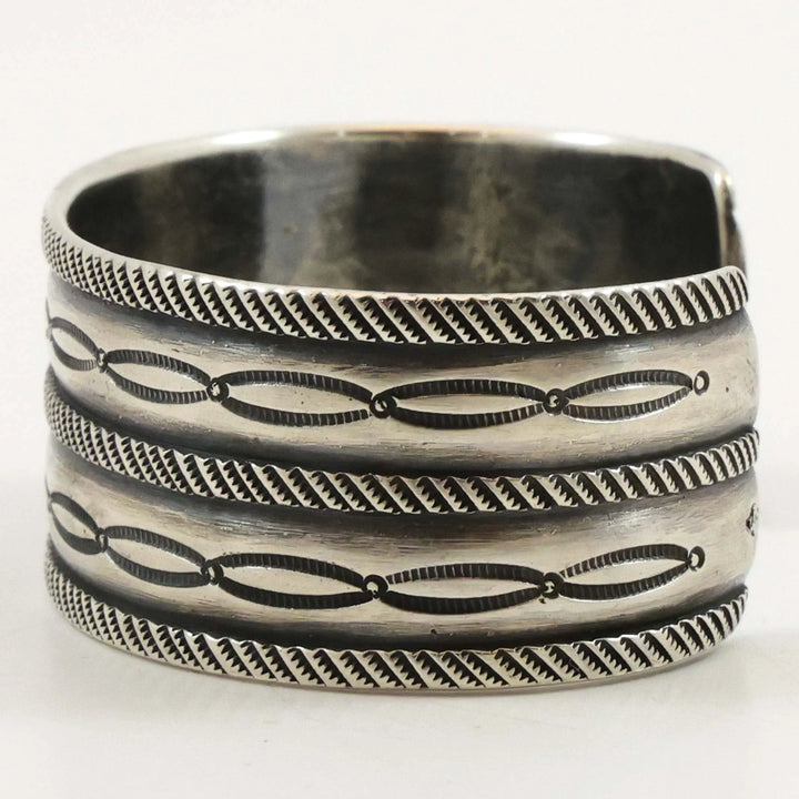 Stamped Coin Silver Cuff