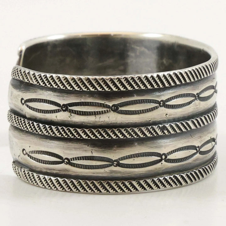 Stamped Coin Silver Cuff