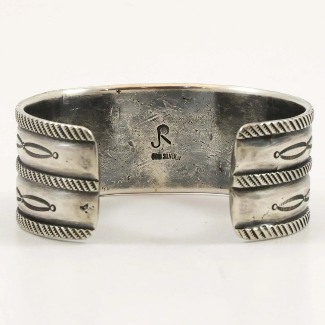 Stamped Coin Silver Cuff