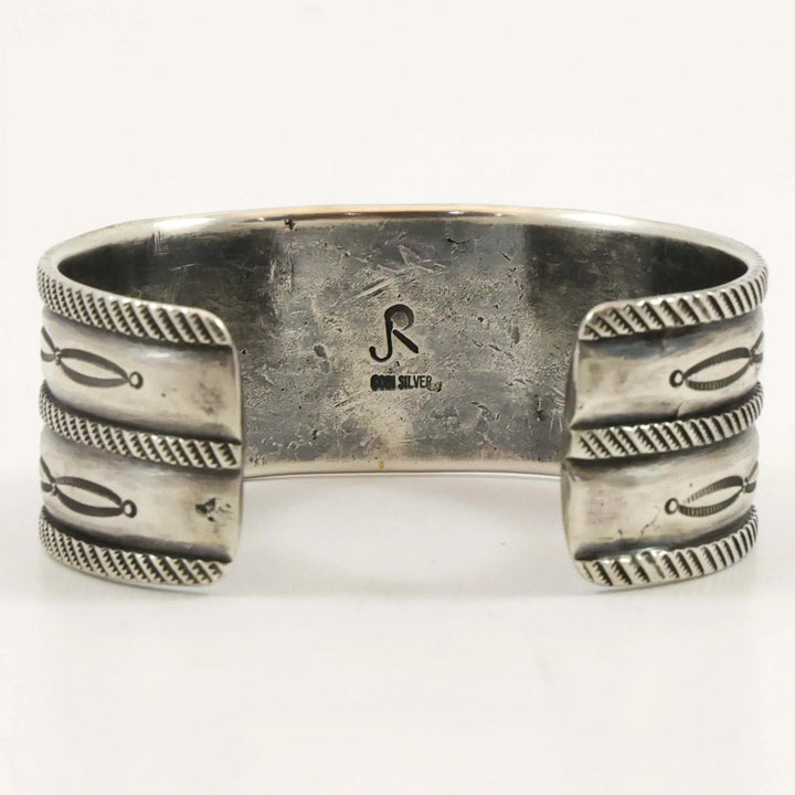 Stamped Coin Silver Cuff