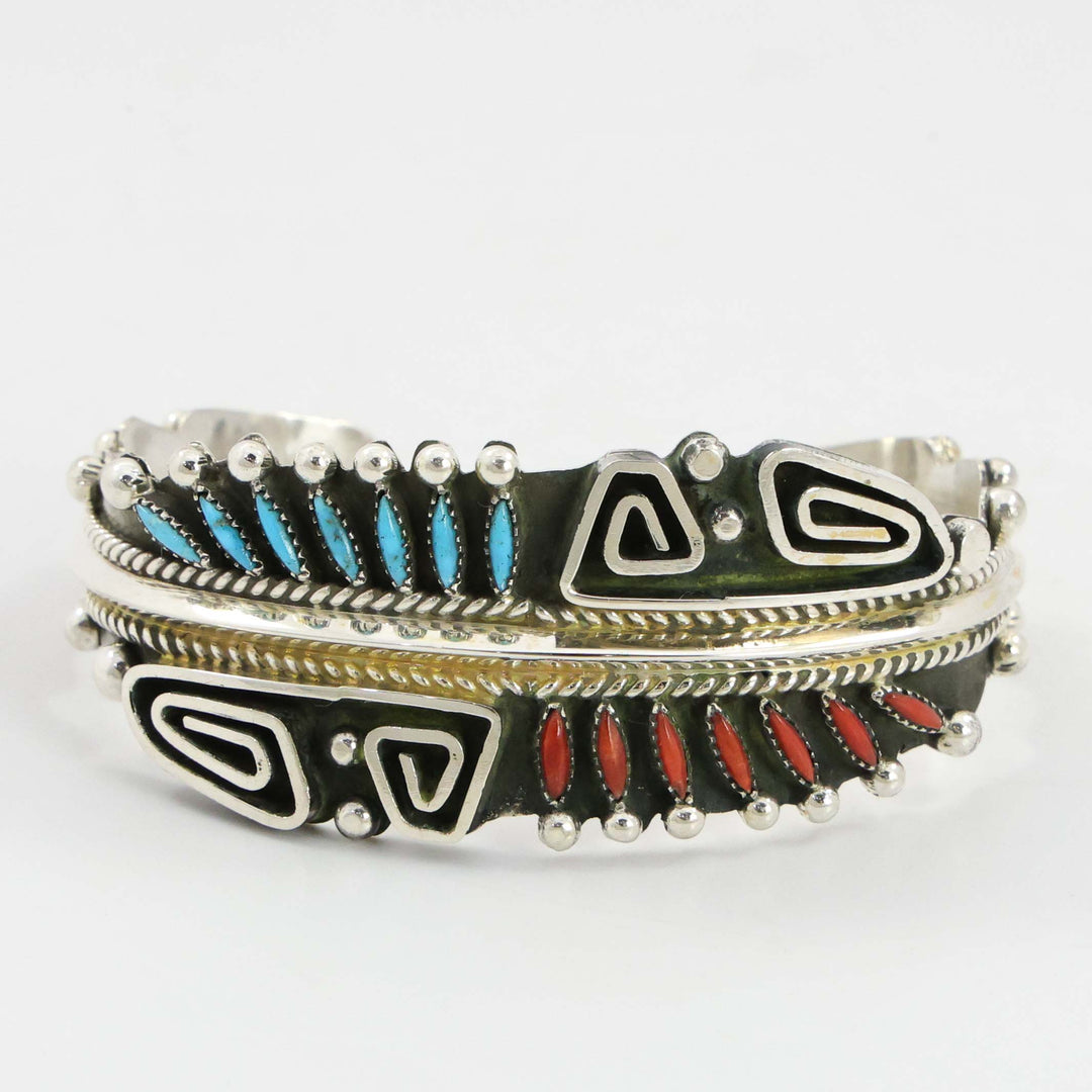 Turquoise and Coral Cuff