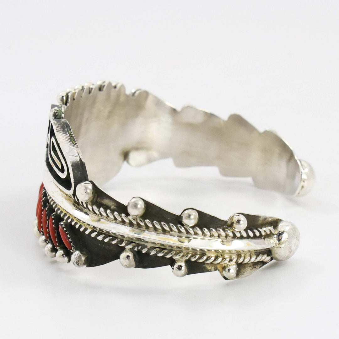 Turquoise and Coral Cuff