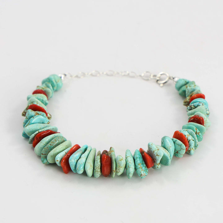 Turquoise and Coral Bracelet