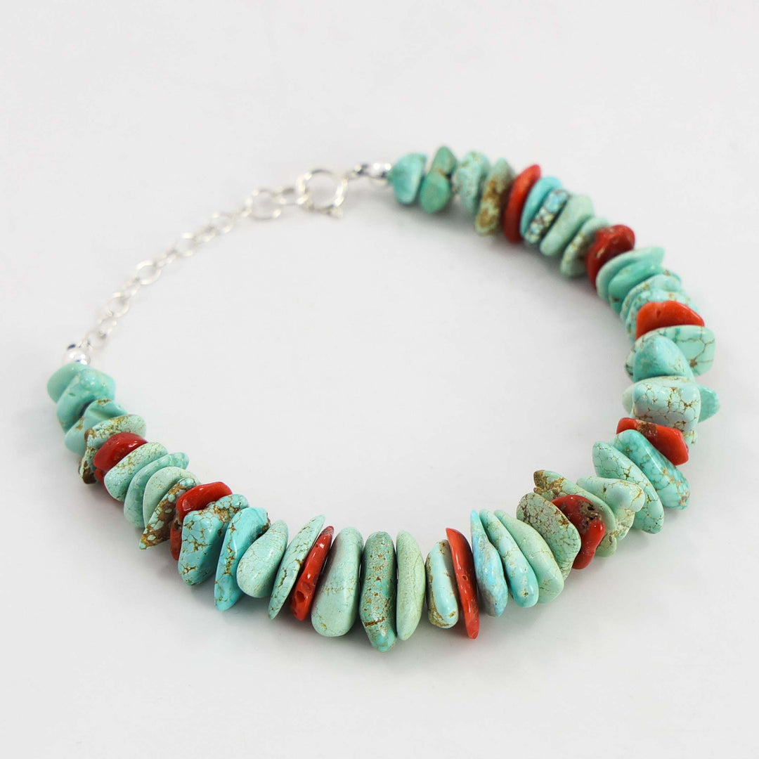 Turquoise and Coral Bracelet