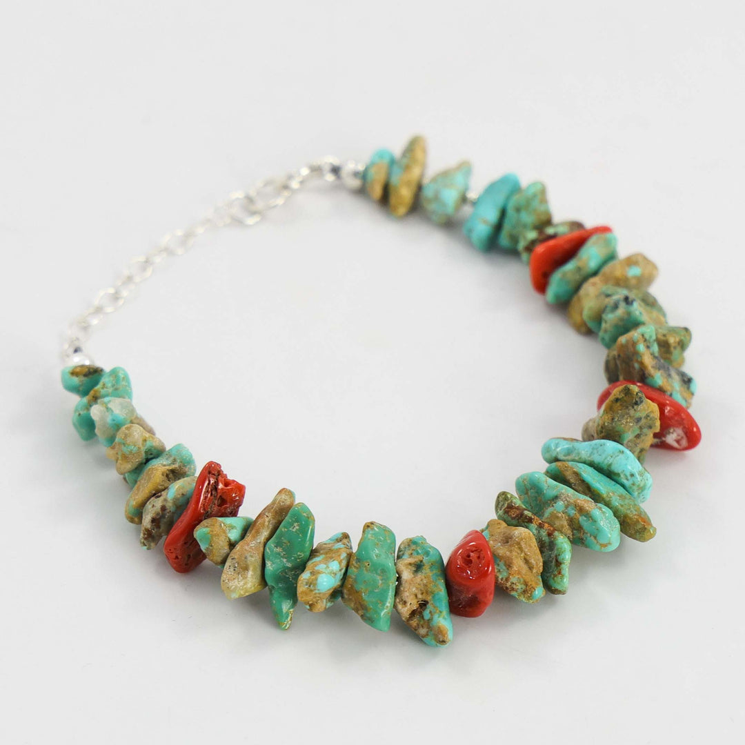Turquoise and Coral Bracelet
