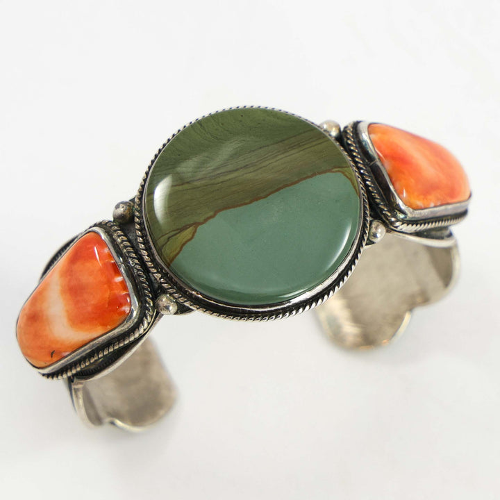 Agate and Spiny Oyster Shell Cuff