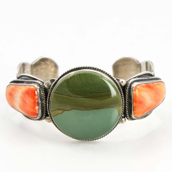 Agate and Spiny Oyster Shell Cuff