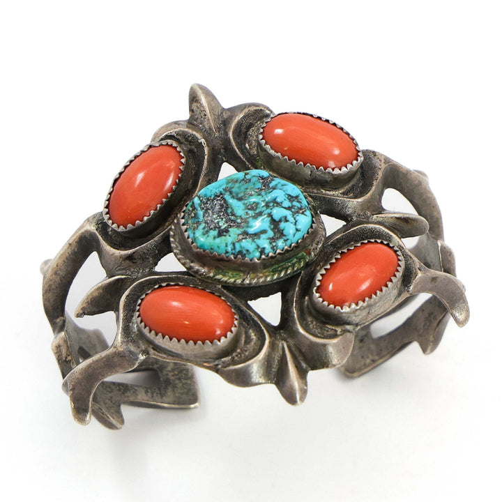 1950s Turquoise and Coral Cuff