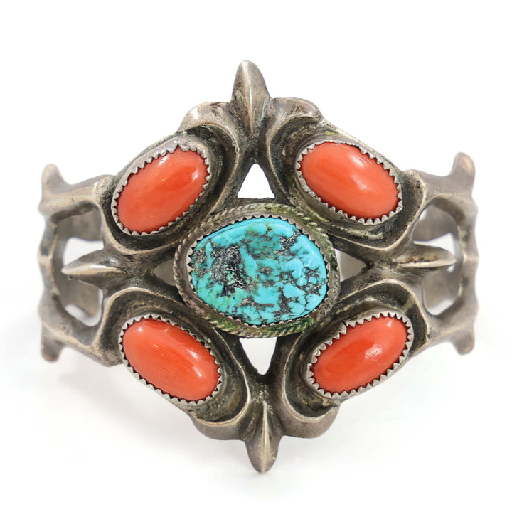 1950s Turquoise and Coral Cuff