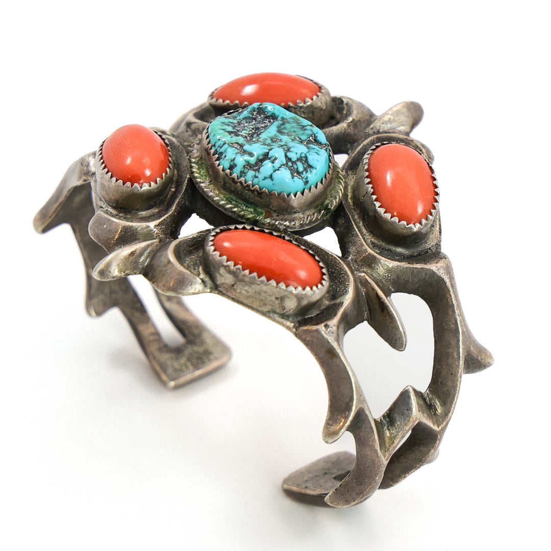 1950s Turquoise and Coral Cuff