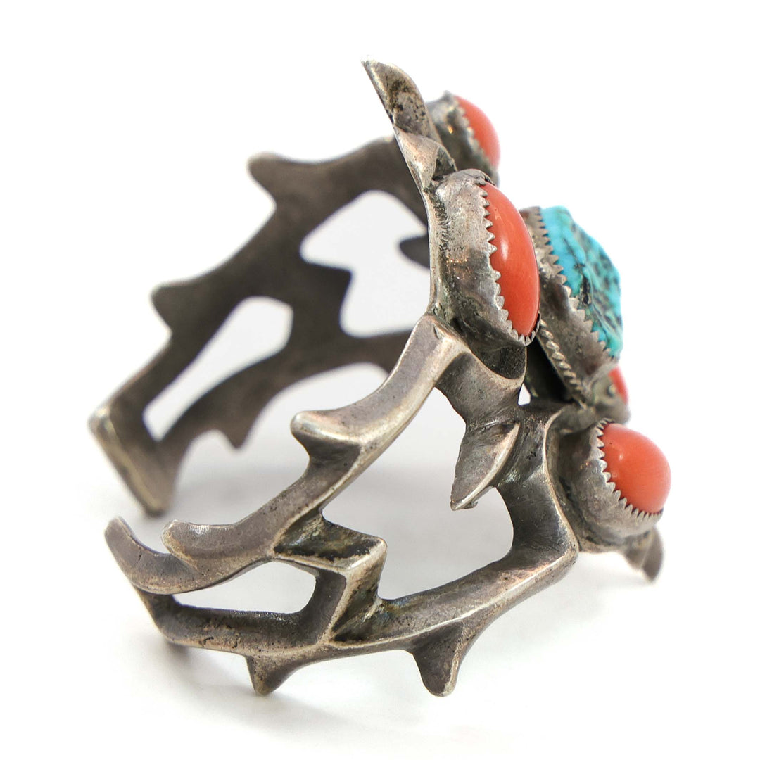1950s Turquoise and Coral Cuff